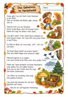 Vorschau - Arbeitsblätter - Lies und male – Das Geheimnis im Herbstwald, Lesetext mit Fragen zum Text - Seite 1