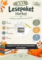 Vorschau - Arbeitsblätter - XXL Lesepaket Herbst mit Aufgaben - Differenziert | mit Lösungen Klasse 2 3 4 Deutsch Sachunterricht Leseförderung Leseverständnis Lesetraining vorlesen lesen Grundschule Vertretung Arbeitsblätter Differenzierung DaZ DaF Materialpaket - Deckblatt