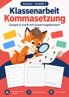 Vorschau - Test - Klassenarbeit Kommasetzung Klasse 7 (A+B) - Deckblatt