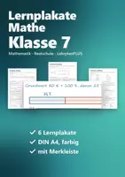 Vorschau - Poster - Mathe Lernplakate 7 Realschule – 6 Poster: Prozent, Zinsen · Terme, Gleichungen · Funktionen u. a. - Deckblatt