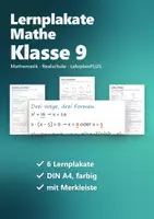 Vorschau - Poster - Mathe Lernplakate 9 Realschule – 6 Poster: Wurzeln, pq-Formel · Strahlensätze · Trigonometrie u. a. - Deckblatt