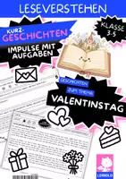 Vorschau - Arbeitsblätter - Valentinstag Leseverstehen Klasse 3–5 | Kurzgeschichten Freundschaft, Danke sagen, Karten | differenziert - Deckblatt