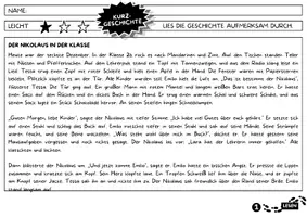 Vorschau - Arbeitsblätter - Nikolaus Leseverstehen Klasse 3–5 | Kurzgeschichten 6. Dezember, Nikolausstiefel, Adventszeit | differenziert - Seite 1