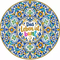 Vorschau - Mal- und Bastelvorlagen - Mandala "Das Leben ist bunt" - Seite 1