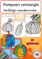 Voorbeeld - Tekenen en knutsel sjablonen - Herfst raamdecoratie pompoen – zentangle pompoenen - Voorblad