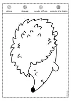 Aperçu - Matériel pour travaux manuels / dessin - Hérisson d'automne – décoration de fenêtre à colorier - Page 1