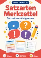 Vorschau - Arbeitsblätter - Satzarten Merkzettel Klasse 2-3 Deutsch - Deckblatt
