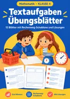 Vorschau - Arbeitsblätter - Textaufgaben Klasse 4: 12 Übungsblätter - Deckblatt