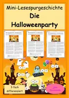 Vorschau - Arbeitsblätter - Die Halloweenparty – Mini-Lesespurgeschichte | 3-fach differenziert - Deckblatt
