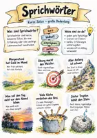 Vorschau - Arbeitsblätter - Lernplakat + Arbeitsblätter zum Thema "Sprichwort" + Lösung & MP3 + Mindmap + Infografik - Deckblatt