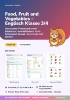 Vorschau - Unterrichtsreihen - Food, Fruit and Vegetables | Wortschatzpaket + Lernzielkontrolle | Bildkarten, Café-Rollenspiel, Spiele | Englisch Klasse 3/4 | mit Lösungen - Deckblatt