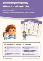 Vorschau - Arbeitsblätter - Wenn ich wütend bin — Klassenleiterstunde Klasse 2–3: soziales Lernen mit Bildkarten, 4 Arbeitsblättern und Lösungen - Deckblatt