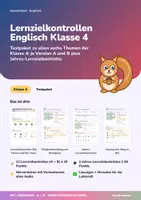 Vorschau - Test - Lernzielkontrollen Englisch Klasse 4 | 12 Tests A + B + 2 Jahrestests | Hörverstehen, Wortschatz | mit Lösungen - Deckblatt