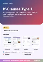 Vorschau - Unterrichtsreihen - If-Clauses Type 1 | Arbeitsheft + 2 Klassenarbeiten | if + simple present, will-Falle, unless | Englisch Klasse 7 | mit Lösungen - Deckblatt
