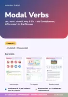 Vorschau - Unterrichtsreihen - Modal Verbs | Arbeitsheft + 2 Klassenarbeiten | can, must, should, may, Ersatzformen | Englisch Klasse 6/7 | mit Lösungen - Deckblatt
