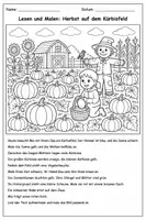 Vorschau - Mal- und Bastelvorlagen - Herbst- und Halloween-Lesemalbilder - Seite 1