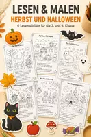Vorschau - Mal- und Bastelvorlagen - Herbst- und Halloween-Lesemalbilder - Deckblatt