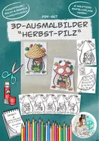 Vorschau - Spiele - 3D-Ausmalbilder "Herbst-Pilz" / Bastelvorlage Waldtiere - Deckblatt