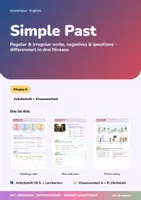 Vorschau - Unterrichtsreihen - Simple Past | Arbeitsheft + 2 Klassenarbeiten | regelmäßige und unregelmäßige Verben, Vergangenheit | Englisch Klasse 5/6 | mit Lösungen - Deckblatt