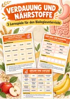 Vorschau - Arbeitsblätter - Verdauung & Nährstoffe – 3 Lernspiele Biologie Klasse 7–8 - Deckblatt
