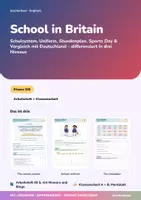 Vorschau - Unterrichtsreihen - School in Britain | Arbeitsheft + 2 Klassenarbeiten | Schulalltag, Uniform, Wortschatz, Landeskunde | Englisch Klasse 5/6 | mit Lösungen - Deckblatt