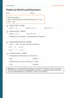 Vorschau - Arbeitsblätter - Gratis Arbeitsblatt Punkt vor Strich Klasse 5 | Rechenregeln, Klammern und Terme mit Lösung - Deckblatt