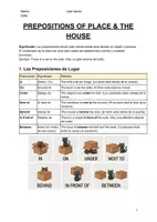 Vista previa - Hojas de trabajo - PREPOSITIONS OF PLACE & THE HOUSE - Portada