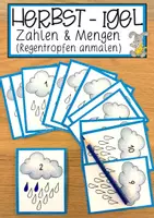 Vorschau - Anderer Materialtyp - Herbst Igel Zahlen & Mengen (Regentropfen anmalen) - Deckblatt