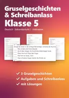 Vorschau - Arbeitsblätter - Gruselgeschichten Klasse 5 Deutsch: 3 Geschichten mit Leseverstehen und Schreibanlass | Halloween, mit Lösungen - Deckblatt
