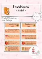 Vorschau - Stationenlernen - Leseförderung Lesedomino Herbst (Kl. 3/4) - Deckblatt