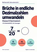 Vorschau - Arbeitsblätter - Brüche in endliche Dezimalzahlen umwandeln Klasse 6 Gymnasium | Mathematik Sekundarstufe I | 10 Arbeitsblätter mit Lösungen als PDF - Deckblatt