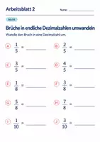 Vorschau - Arbeitsblätter - Brüche in endliche Dezimalzahlen umwandeln Klasse 6 Gymnasium | Mathematik Sekundarstufe I | 10 Arbeitsblätter mit Lösungen als PDF - Seite 2