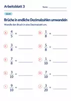 Vorschau - Arbeitsblätter - Brüche in endliche Dezimalzahlen umwandeln Klasse 6 Gymnasium | Mathematik Sekundarstufe I | 10 Arbeitsblätter mit Lösungen als PDF - Seite 3