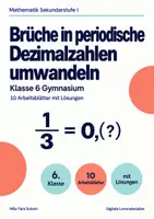 Vorschau - Arbeitsblätter - Brüche in periodische Dezimalzahlen umwandeln Klasse 6 Gymnasium | Mathematik Sekundarstufe I | 10 Arbeitsblätter mit Lösungen als PDF - Deckblatt