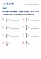Vorschau - Arbeitsblätter - Brüche in periodische Dezimalzahlen umwandeln Klasse 6 Gymnasium | Mathematik Sekundarstufe I | 10 Arbeitsblätter mit Lösungen als PDF - Seite 2