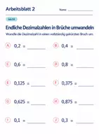 Vorschau - Arbeitsblätter - Endliche Dezimalzahlen in Brüche umwandeln Klasse 6 Gymnasium | Mathematik Sekundarstufe I | 10 Arbeitsblätter mit Lösungen als PDF - Seite 2