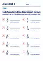 Vorschau - Arbeitsblätter - Endliche und periodische Dezimalzahlen erkennen Klasse 6 Gymnasium | Mathematik Sekundarstufe I | 10 Arbeitsblätter mit Lösungen als PDF - Seite 3