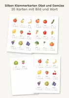 Vorschau - Fördermaterial/Inklusion - Silben Klammerkarten Obst und Gemüse - 20 Karten, Silben klatschen - Deckblatt