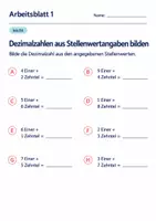 Vorschau - Arbeitsblätter - Dezimalzahlen aus Stellenwertangaben bilden Klasse 6 Gymnasium | Mathematik Sekundarstufe I | 10 Arbeitsblätter mit Lösungen als PDF - Seite 1