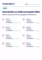 Vorschau - Arbeitsblätter - Dezimalzahlen aus Stellenwertangaben bilden Klasse 6 Gymnasium | Mathematik Sekundarstufe I | 10 Arbeitsblätter mit Lösungen als PDF - Seite 2