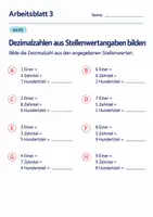 Vorschau - Arbeitsblätter - Dezimalzahlen aus Stellenwertangaben bilden Klasse 6 Gymnasium | Mathematik Sekundarstufe I | 10 Arbeitsblätter mit Lösungen als PDF - Seite 3