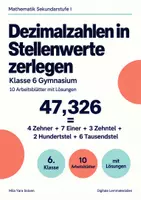 Vorschau - Arbeitsblätter - Dezimalzahlen in Stellenwerte zerlegen Klasse 6 Gymnasium | Mathematik Sekundarstufe I | 10 Arbeitsblätter mit Lösungen als PDF - Deckblatt