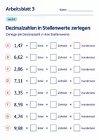 Vorschau - Arbeitsblätter - Dezimalzahlen in Stellenwerte zerlegen Klasse 6 Gymnasium | Mathematik Sekundarstufe I | 10 Arbeitsblätter mit Lösungen als PDF - Seite 3