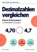 Vorschau - Arbeitsblätter - Dezimalzahlen vergleichen Klasse 6 Gymnasium | Mathematik Sekundarstufe I | 10 Arbeitsblätter mit Lösungen als PDF - Deckblatt