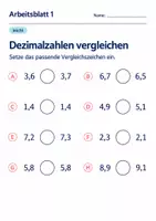 Vorschau - Arbeitsblätter - Dezimalzahlen vergleichen Klasse 6 Gymnasium | Mathematik Sekundarstufe I | 10 Arbeitsblätter mit Lösungen als PDF - Seite 1