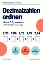 Vorschau - Arbeitsblätter - Dezimalzahlen ordnen Klasse 6 Gymnasium | Mathematik Sekundarstufe I | 10 Arbeitsblätter mit Lösungen als PDF - Deckblatt