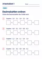 Vorschau - Arbeitsblätter - Dezimalzahlen ordnen Klasse 6 Gymnasium | Mathematik Sekundarstufe I | 10 Arbeitsblätter mit Lösungen als PDF - Seite 1