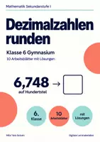 Vorschau - Arbeitsblätter - Dezimalzahlen runden Klasse 6 Gymnasium | Mathematik Sekundarstufe I | 10 Arbeitsblätter mit Lösungen als PDF - Deckblatt