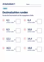 Vorschau - Arbeitsblätter - Dezimalzahlen runden Klasse 6 Gymnasium | Mathematik Sekundarstufe I | 10 Arbeitsblätter mit Lösungen als PDF - Seite 1