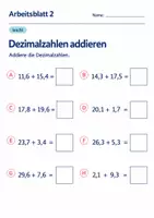 Vorschau - Arbeitsblätter - Dezimalzahlen addieren Klasse 6 Gymnasium | Mathematik Sekundarstufe I | 10 Arbeitsblätter mit Lösungen als PDF - Seite 2